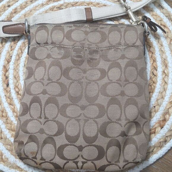 Authentic Coach Legacy Signature Stripe Swingpack Crossbody Bag Khaki Pink - Picture 5 of 9